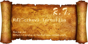 Ráczkevi Tertullia névjegykártya
